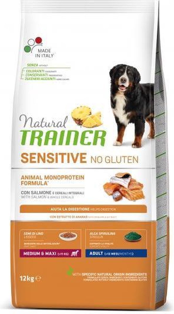 Natural trainer 12 kg sensitive adult medium salmon glutenvrij hondenvoer