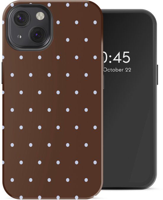Selencia Hoesje - Geschikt voor Apple iPhone 13 - Backcover geschikt voor MagSafe - Happy Dots Chocolate