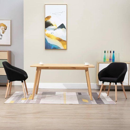 vidaXL Eetkamerstoelen 2 stuks stof zwart