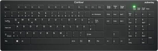 Contour Design Active Key AK-C8112 Toetsenbord Medisch RF Draadloos QWERTZ Duits Zwart