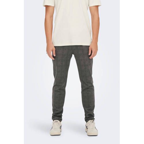 ONLY & SONS ONSMARK Slim Fit Geruite Pantalon - Slate Black