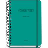 Dohe Schoolagenda 2025 2026 - Weekoverzicht, Formaat A5, Spaans en Engels, Dubbele Spiraalbinding, Elastieksluiting, Harde Kaft, 4 Stickervellen - COLOUR VIBES Groen