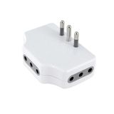 Ruimtebesparende Brennenstuhl Space-saving adapter with 3 small 10A 2p+T sockets and 1 small 10A 2p+T plug, white. Only 20 mm from the wall, ideal for narrow spaces.