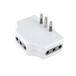 Ruimtebesparende Brennenstuhl Space-saving adapter with 3 small 10A 2p+T sockets and 1 small 10A 2p+T plug, white. Only 20 mm from the wall, ideal for narrow spaces.