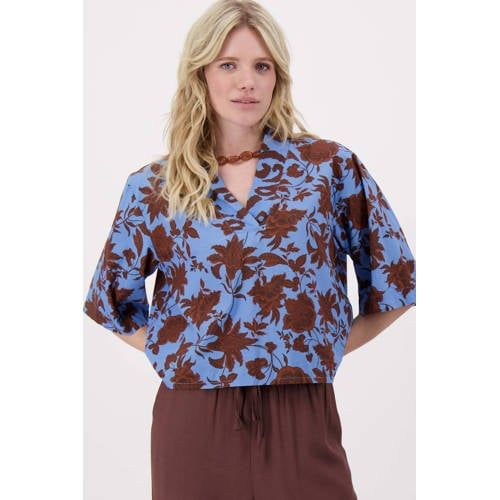 Zusss Gebloemde Blousetop Blauw