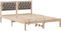 vidaXL Bedframe met hoofdeinde Taupe 140 x 200 cm Massief grenenhout