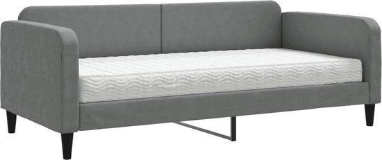 vidaXL Slaapbank met Matras 90x200 cm Stof Donkergrijs