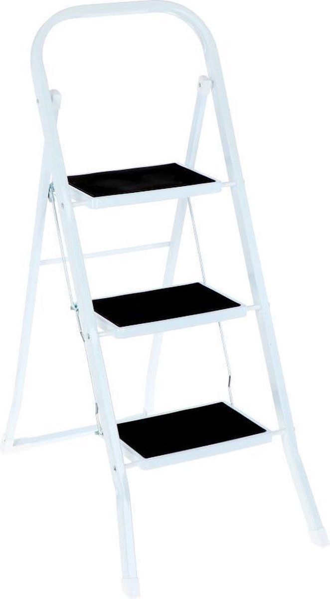Haushalt Inklapbare huishoudtrap 3 treden - Anti Slip - Wit