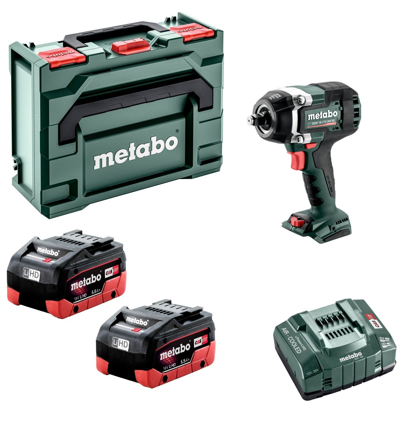 Metabo SSW 18 LTX 800 BL 18V Li-ion Accu Slagmoersleutel Set (2x 5.5Ah) In Metabox - 800Nm