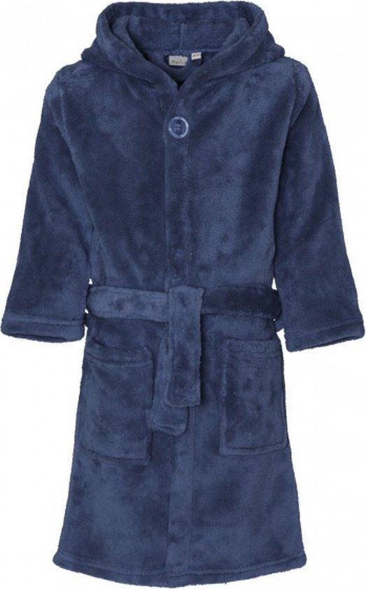 Playshoes Fleece badjas met capuchon - Donkerblauw - maat 86-92cm