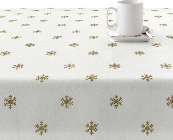 Belum Vlekbestendig tafelkleed Belum Snowflakes Gold 300 x 140 cm - Wit
