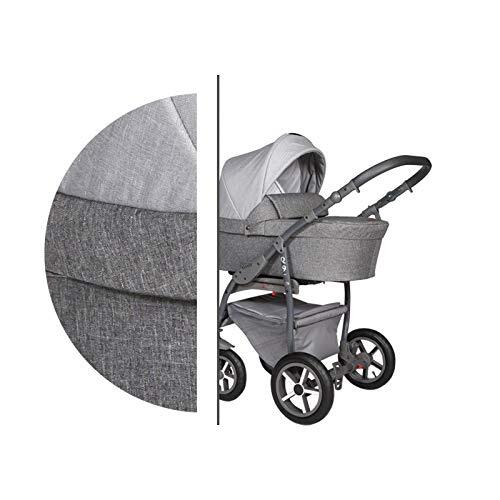 Lux4Kids Reissysteem 3in1 Isofix Buggy kinderwagen Carrycot kinderwagen Q9 door ChillyKids Rock Grey Q9/179A 3in1 met babyzitje