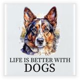 Bellatio Decorations Cadeau tegel hondenliefhebber - Duitse Herder hond - keramiek - water kleuren - 15 x 15 cm