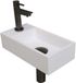 INK - Fonteinpack Polystone Links incl. Fonteinkraan - Design Sifon - Design Plug en Montageset - 360x180x90 Mm - Glans Wit/metal Black