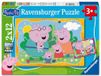 Kinderpuzzle Ravensburger Kinderpuzzle 2x12 Teile - Peppa Wutz - Glückliche Familie Wutz!