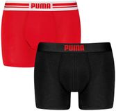 PUMA Homme 2P Boxers Everyday Placed Logo Noir & Rouge