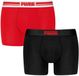 PUMA Homme 2P Boxers Everyday Placed Logo Noir & Rouge