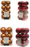 Kaemingk B.V. Kerstversiering boules de Noël en plastique mélange de couleurs cognac brun/rouge foncé 4 et 6 cm paquet de 80x pièces