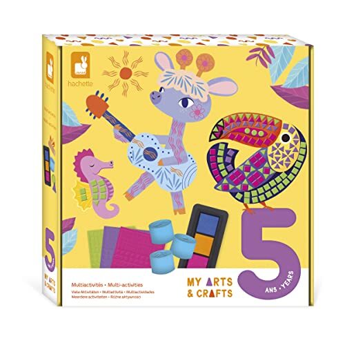 Janod - My Arts & Crafts - 5 jaar - creatieve multiactiviteitenset - 8 illustraties - creatieve set voor kinderen - leren fijne motoriek en concentratie - J07748