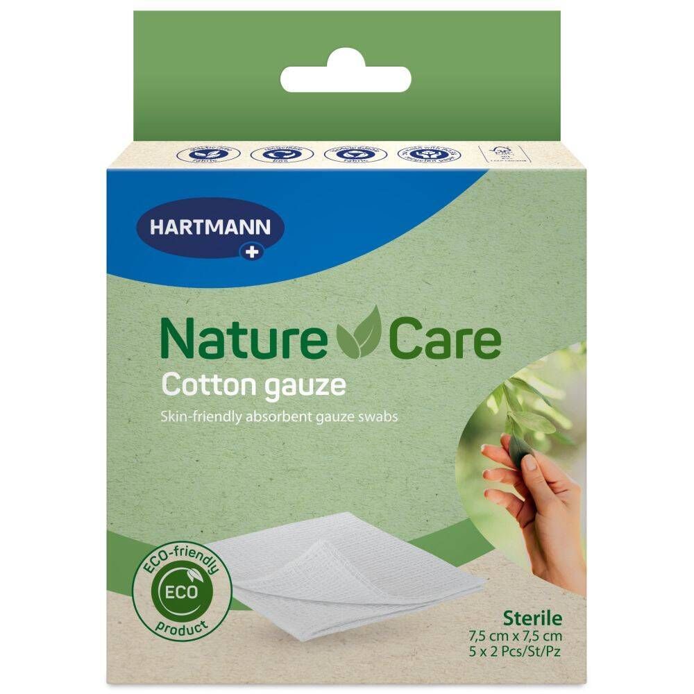 Hartmann NatureCare Gaaskompressen Katoen 7,5 cm x 7,5 cm 5x2 kompressen