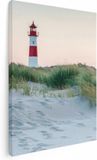 Artaza Canvas Schilderij Strand En Duinen Met Een Vuurtoren - 60x80 - Canvas Print