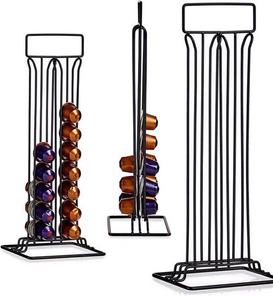 Kinvara Nespresso Capsule Holder - Black Metal - Holds 36 Capsules