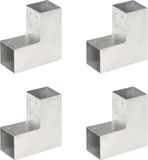 vidaXL L-vormige Paalverbindingen - 4 stuks - 81x81 mm - Gegalvaniseerd Metaal