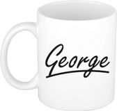 Bellatio Decorations George Naam koffiemok - beker - met sierlijke letters - wit