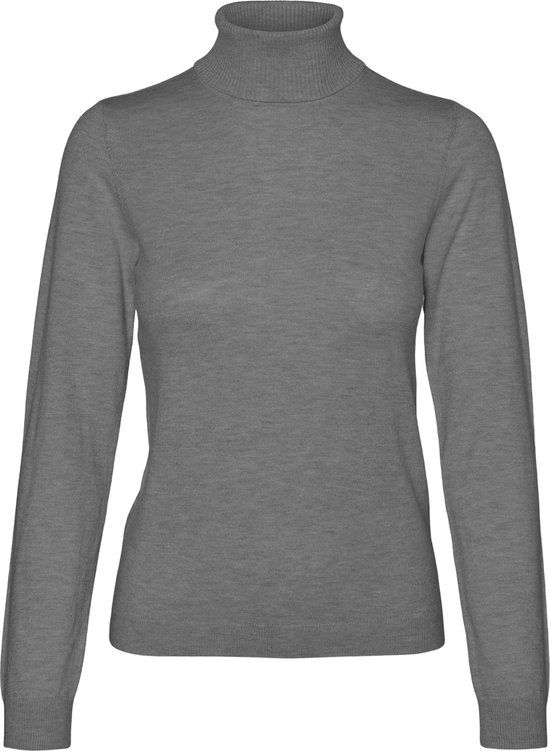 Vero Moda Vmiris LS Rollneck Trui - Medium Grey Melange - Maat L