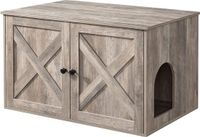 SONGMICS Hoppa! Kattenbakbehuizing greige hout met verwijderbare scheidingswand