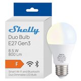 Shelly Duo Bulb E27 Gen3 - Slimme Wi-Fi en Bluetooth LED Lamp, 8.5W 806 Lumen, Instelbaar Wit 2700K-6500K, Dimbaar, E27 Fitting, Vermogensmeting, Range Extender, Alexa, Google Home, Home Assistant