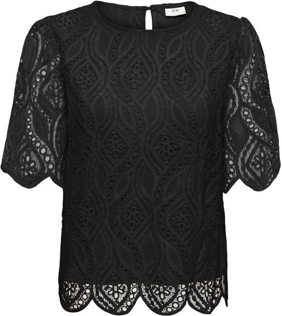 JDY Jacqueline de Yong Jdygilda S/s Lace Top Jrs 15376566 Zwart Dames Maat M