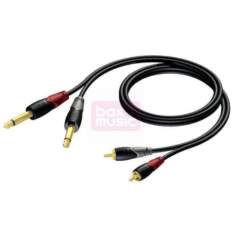 Procab CLA631 2x 6 35mm Jack mono - Tulp stereo 2RCA kabel - 5 meter