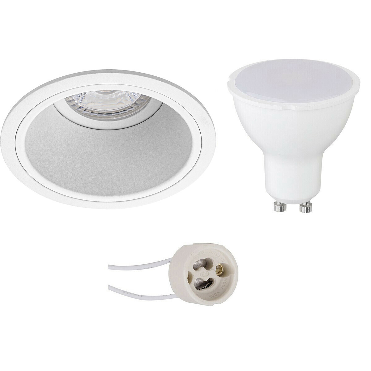 BES LED Voordeelset LED Spot Set - Pragmi Minko Pro - GU10 Fitting - Dimbaar - Inbouw Rond - Mat Wit - 6W - Helder/Koud Wit 6400K - Verdiept - Ã˜90mm