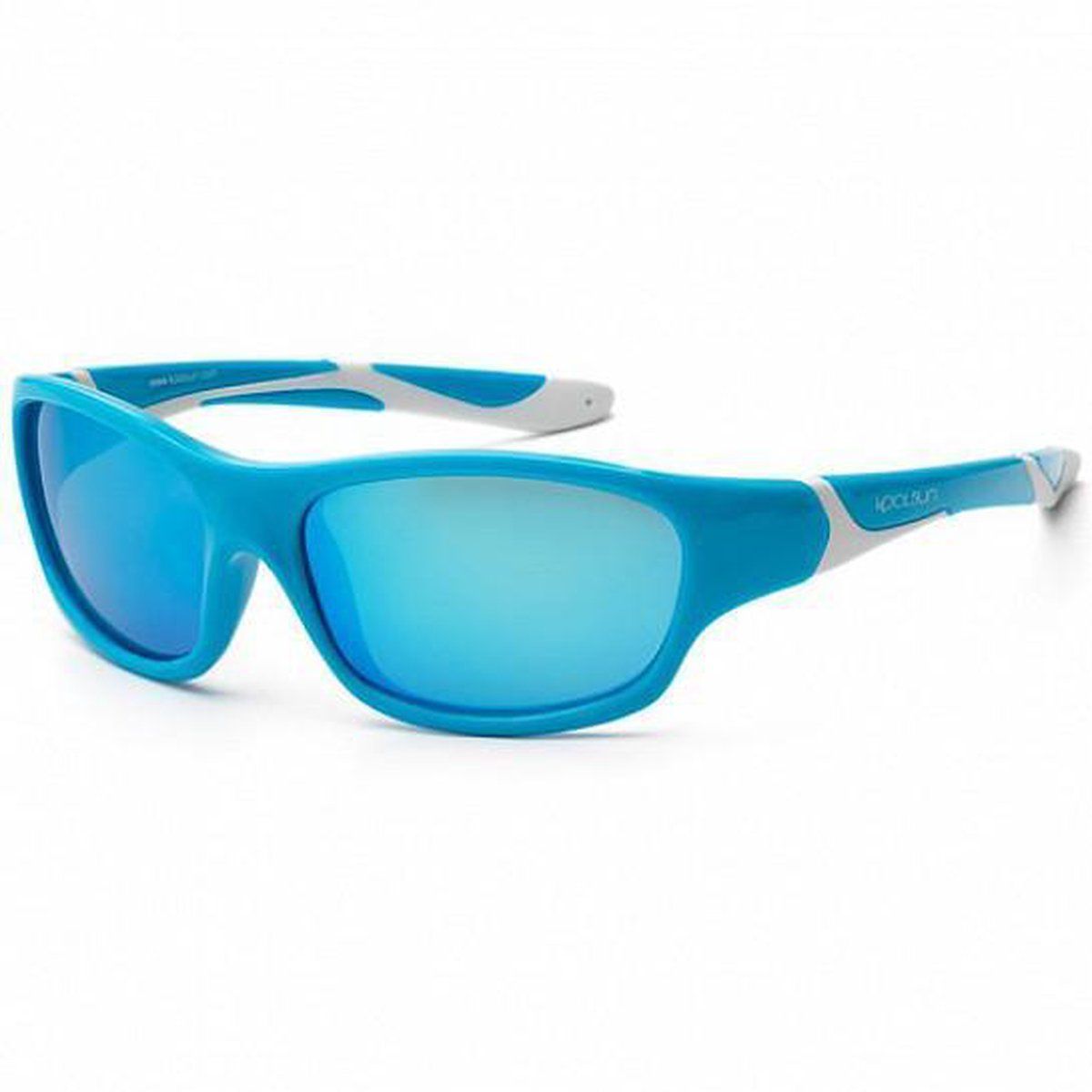 KOOLSUN Kinderen Sport 3-6 Jaar (Aqua en Wit + ICE BLUE REVO Lenzen 100% UV Bescherming | Optisch |) 1, Categorie 3