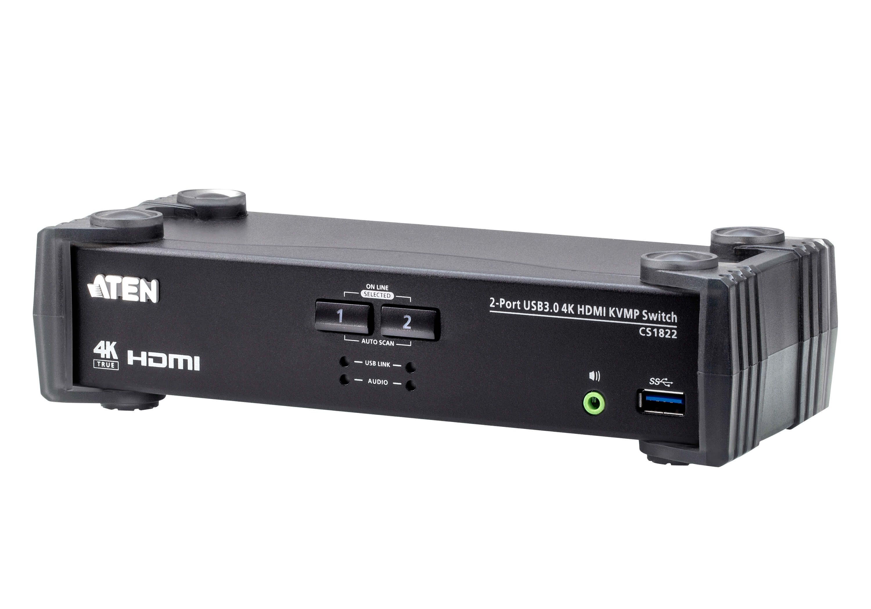 ATEN CS1822 - 2-poorts USB 3.0 4K HDMI KVMP™ Switch met Audiomixer-modus - Zwart