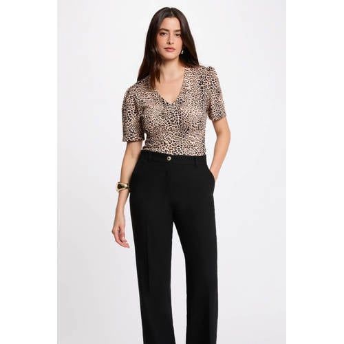 Morgan top met panterprint ecru