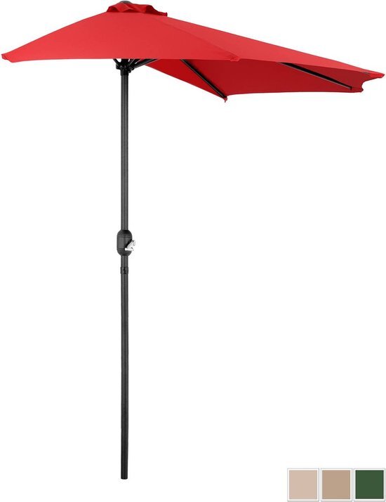 Uniprodo Halve parasol - Rood - vijfhoekig - 270 x 135 cm