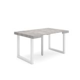 Skraut Home | Uittrekbare consoletafel | eettafel | 140 cm | voor 6 personen | poten massief hout | moderne stijl | cement