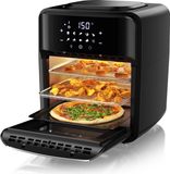 Arendo Friteuse à air chaud XXL avec accessoires, Airfryer 12L, 3en1 friteuse à air chaud en acier inoxydable, 1800 W, mini-four, gril, déshydrateur, friteuse sans huile, gril rotatif à air pulsé