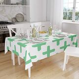 Bonamaison Tafelkleed, Anti-Mold, Sneldrogend, Waterdicht, 100% Polyester Tafellaken, Petroleum Groen, Wit, 140 x 160 Cm