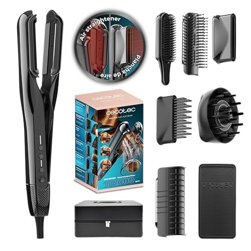 Cecotec AirLisse 6-in-1 Elite Air stijltang met 6 accessoires, 112000 rpm, luchtstroom 13 m/s, plasmafunctie, borstelloze motor, conventionele borstel inbegrepen, leren etui