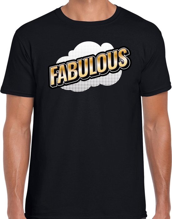 Bellatio Decorations Fabulous fun tekst t-shirt voor heren zwart in 3D effect XL