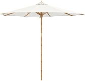vidaXL Tuinparasol Ø 270 x 260 cm Bamboe Rond Crèmewit