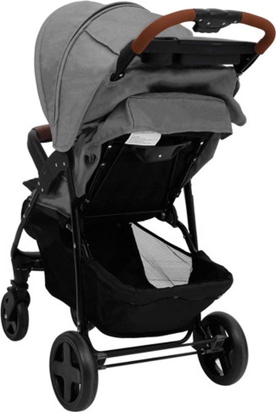 vidaXL Kinderwagen 2-in-1 staal lichtgrijs