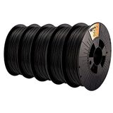 BASICFIL PLA (3D-printerfilament) - COMBIPACK - 1,75 mm, 5 x 1 kg, zwart