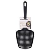 Fackelmann Maxi-zeeflepel met anti-aanbaklaag van dik nylon, materiaal met anti-aanbaklaag, hittebestendig tot 200 °C, vaatwasmachinebestendig, afmetingen 33 x 12,5 cm, zwarte lijn