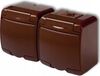 JUNIOR Prise double avec/sans (couvercle marron), marron, IP54, 4GHE-2