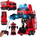 Malplay Voiture de pompier Transformer - Robot avec lumière et son, se déplace tout seul