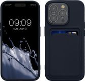 kwmobile telefoonhoesje geschikt voor iPhone 15 Pro - Hoesje met pasjeshouder - TPU case in donkerblauw